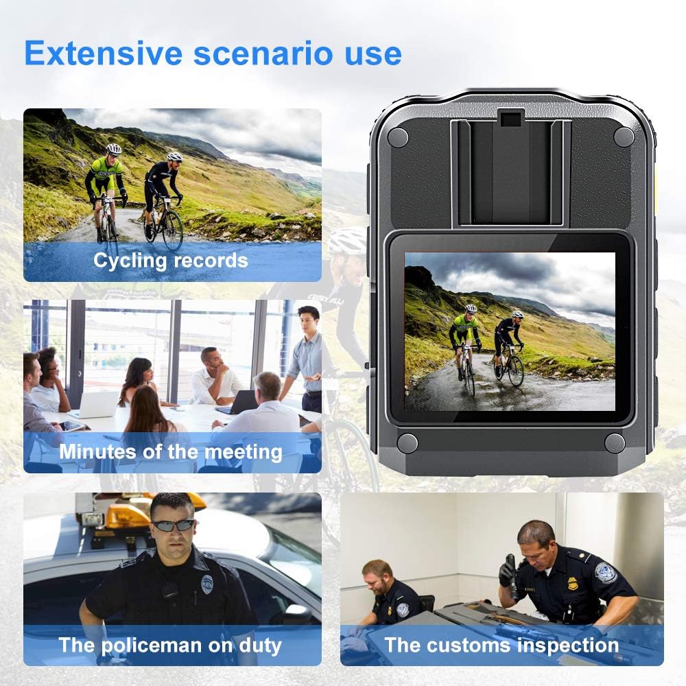 1296P HD Waterproof Body Camera with 2 Inch Display, IR Night Vision, 64GB Memory R8656