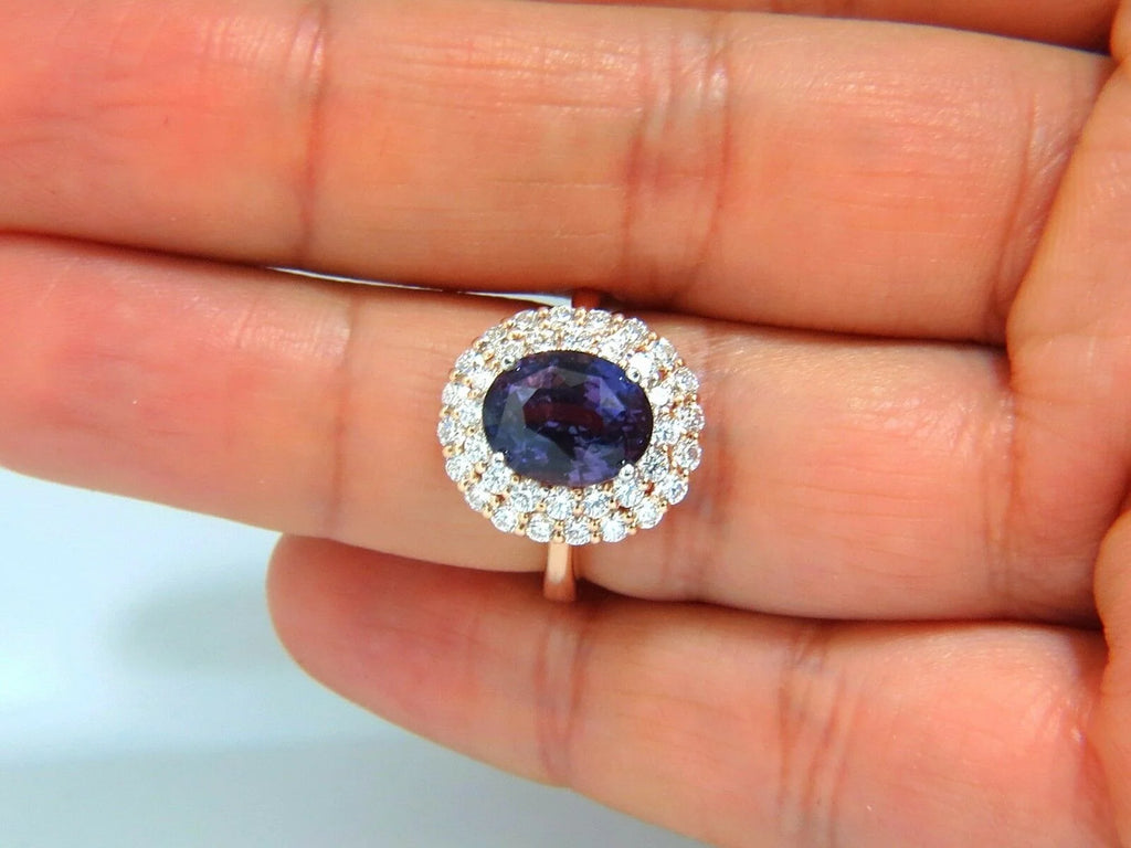 6.41ct Natural Vivid Purple Sapphire Diamond Ring R1624