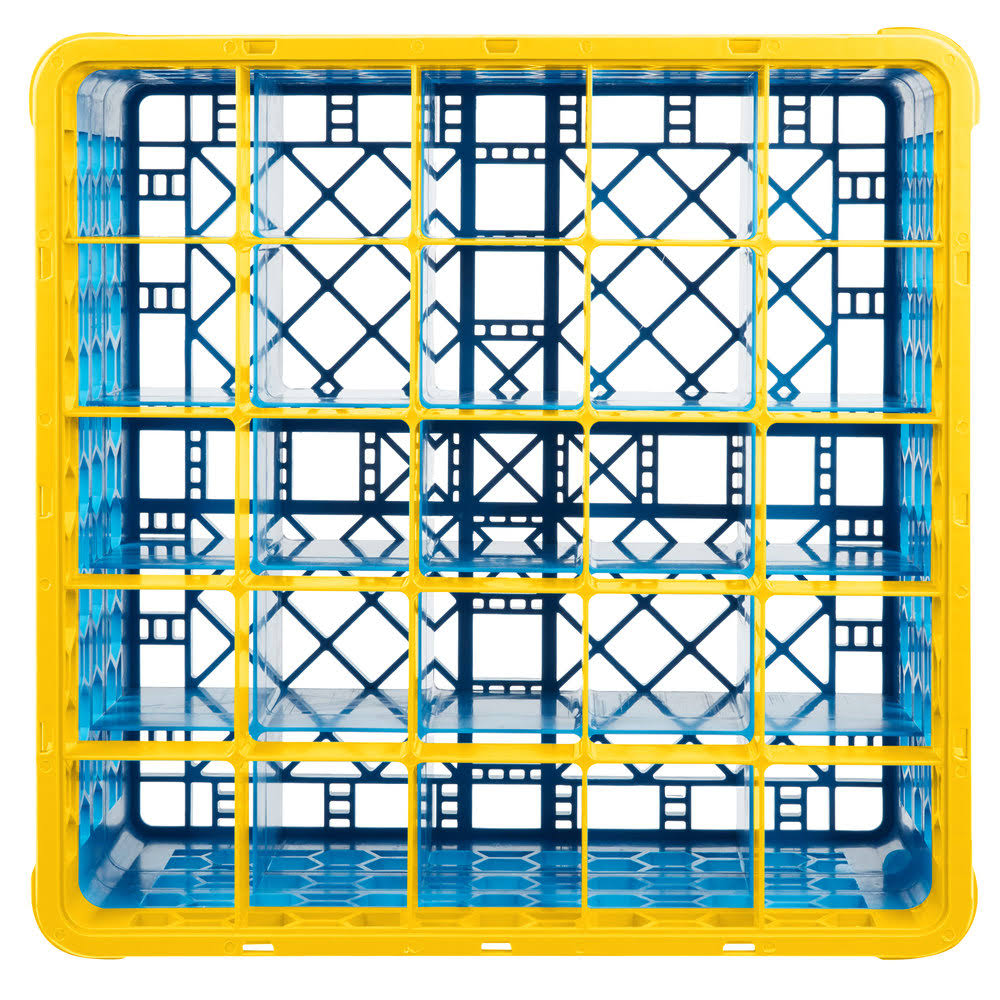 25 Compartment Yellow Glass Rack with 3 Extenders S7409