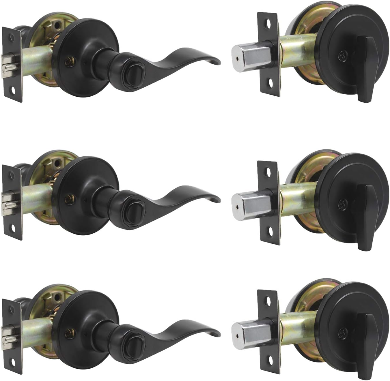 Satin Nickel Entry Lever and Double Cylinder Deadbolt Combo Pack W5824