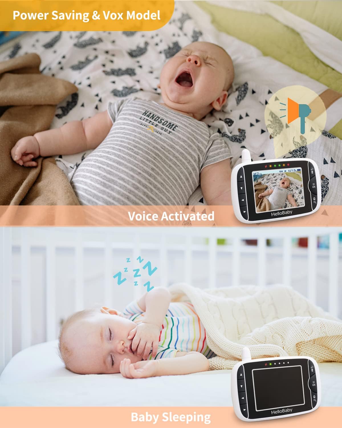 Baby Monitor with Camera and Audio, 3.2'' LCD Screen, Infrared Night Vision, Two Way Audio U58824