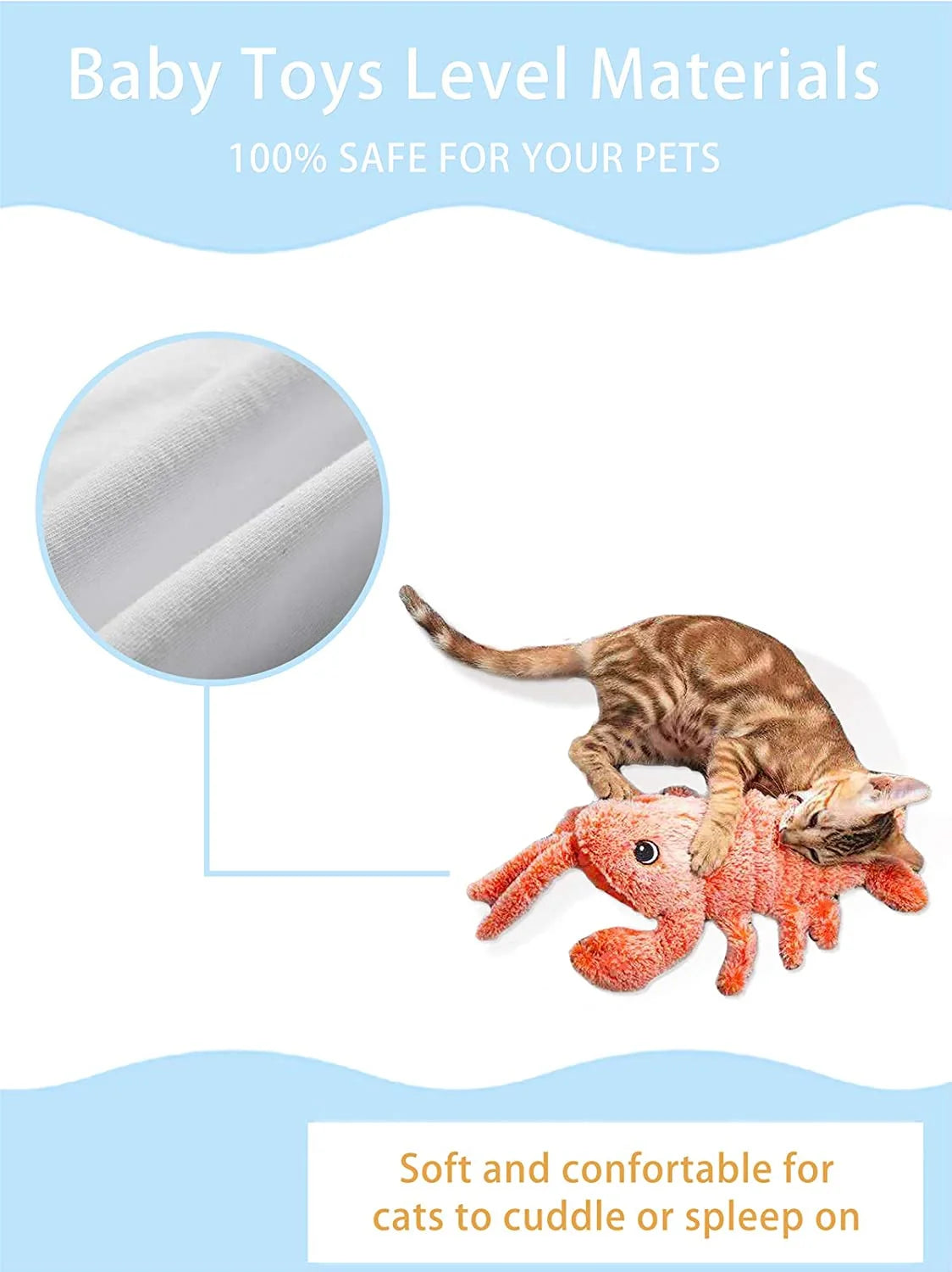 Flopping Lobster Cat Toy with Catnip Bag, Plush Interactive Cat Toys P6631