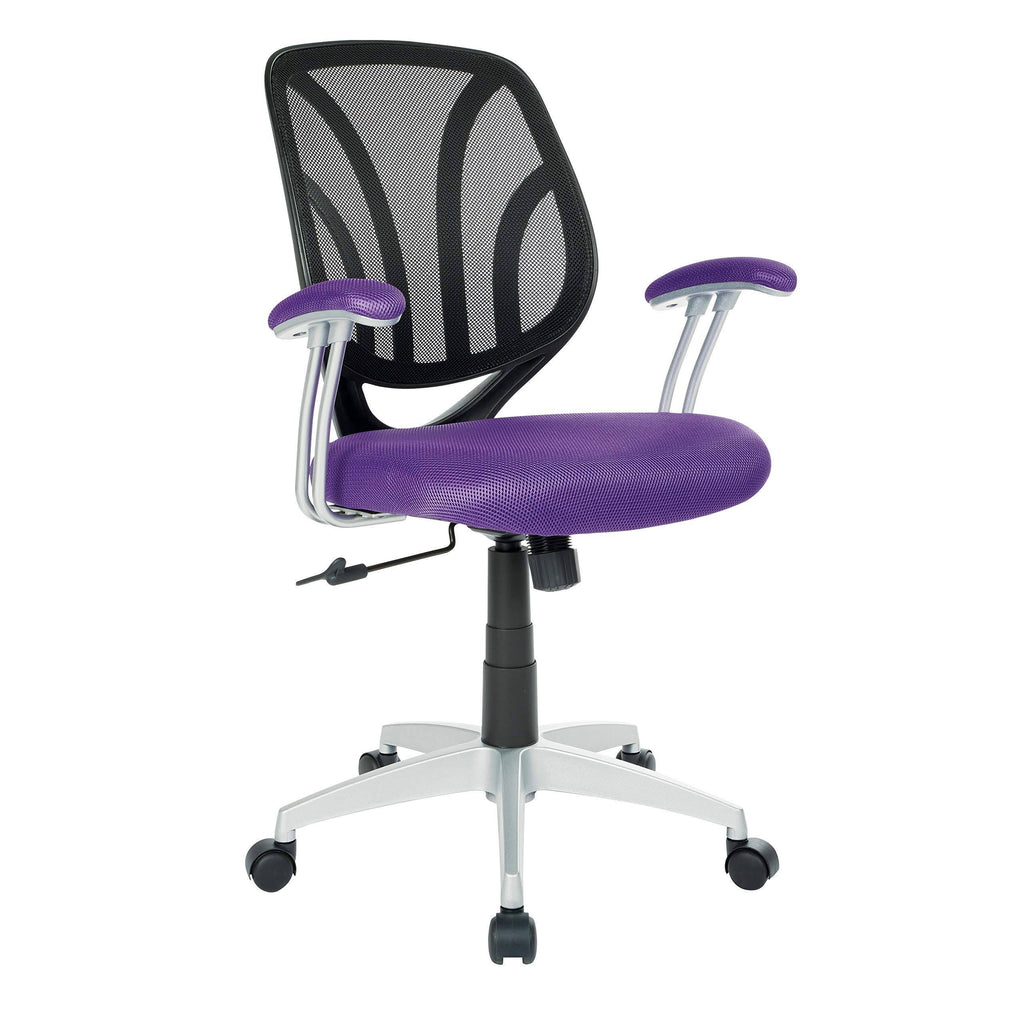 Purple Mesh Screen Back Chair with Silver Coated Arms and Base G95112