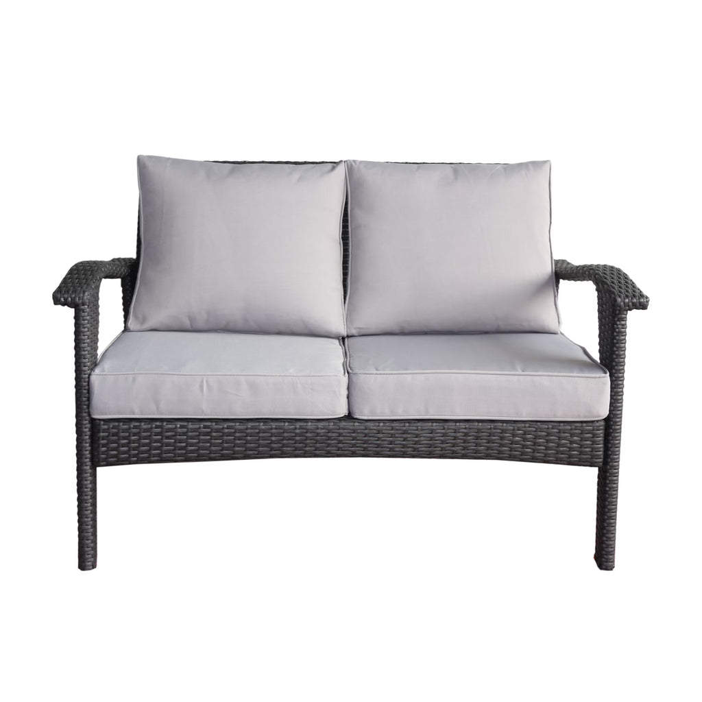Grey Wicker Loveseat with Weather Resistant Cushions K2448