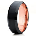 Rose Gold Tungsten Ring 8mm Black Tungsten Ring Comfort Fit Ring R714
