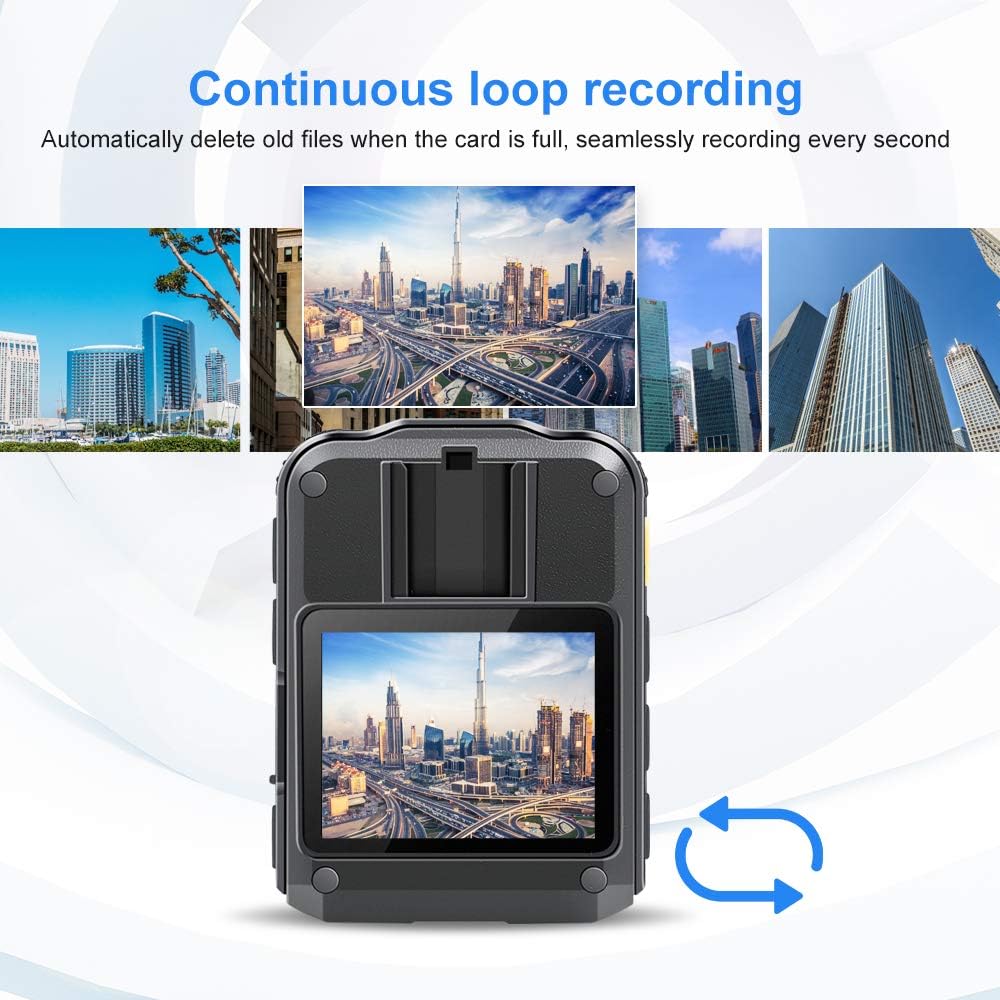 1296P HD Waterproof Body Camera with 2 Inch Display, IR Night Vision, 64GB Memory R8656