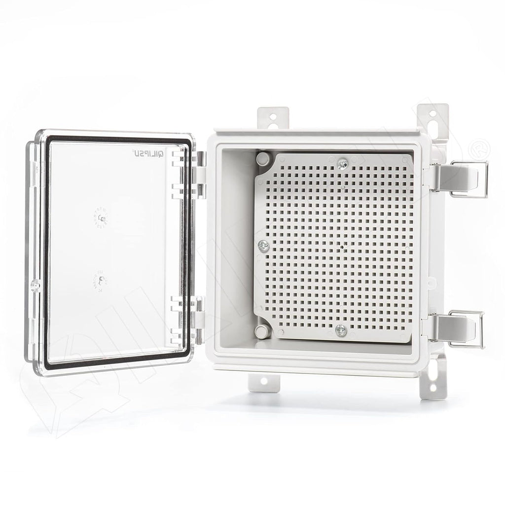 Clear Hinged Cover Junction Box with Mounting Plate, IP67 Waterproof ABS Plastic Grey, Pack of 2 F41277