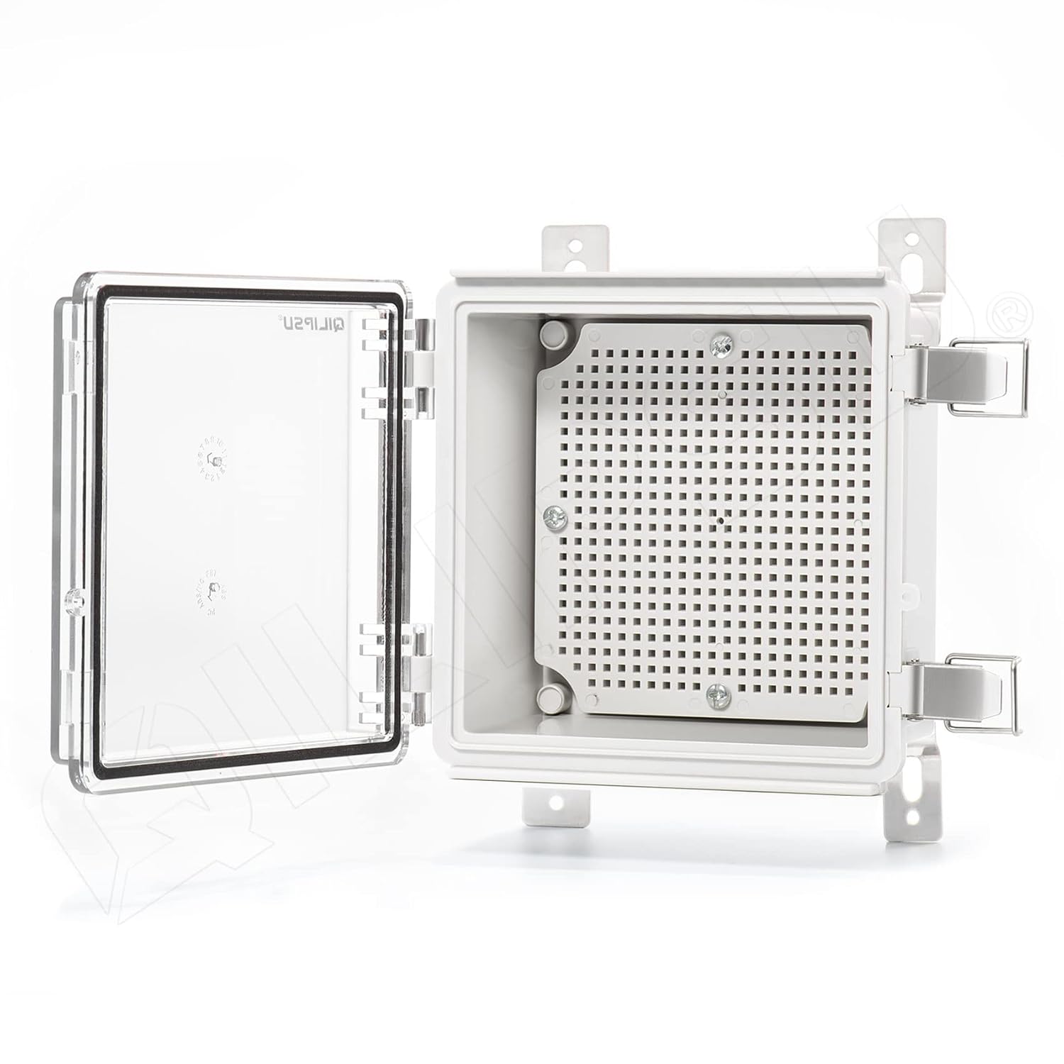 Clear Hinged Cover Junction Box with Mounting Plate, IP67 Waterproof ABS Plastic Grey, Pack of 2 F41277