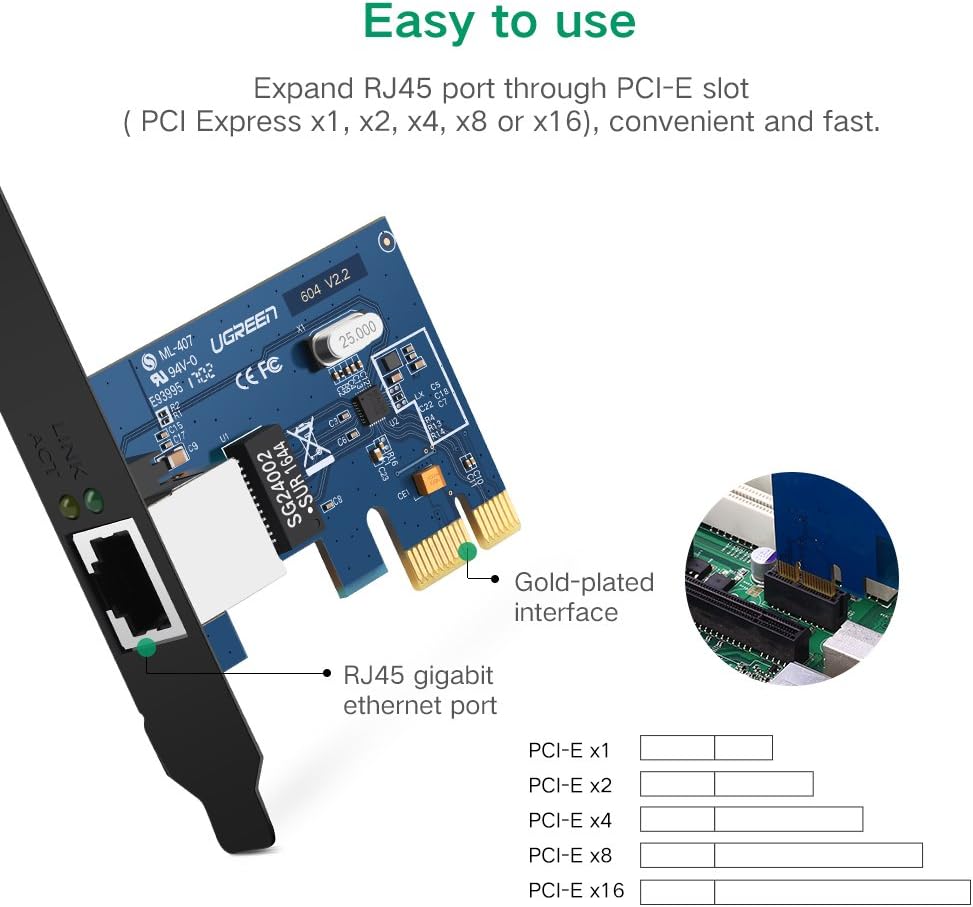 Gigabit Ethernet PCI Express Network Controller Card RJ45 LAN Adapter F431337