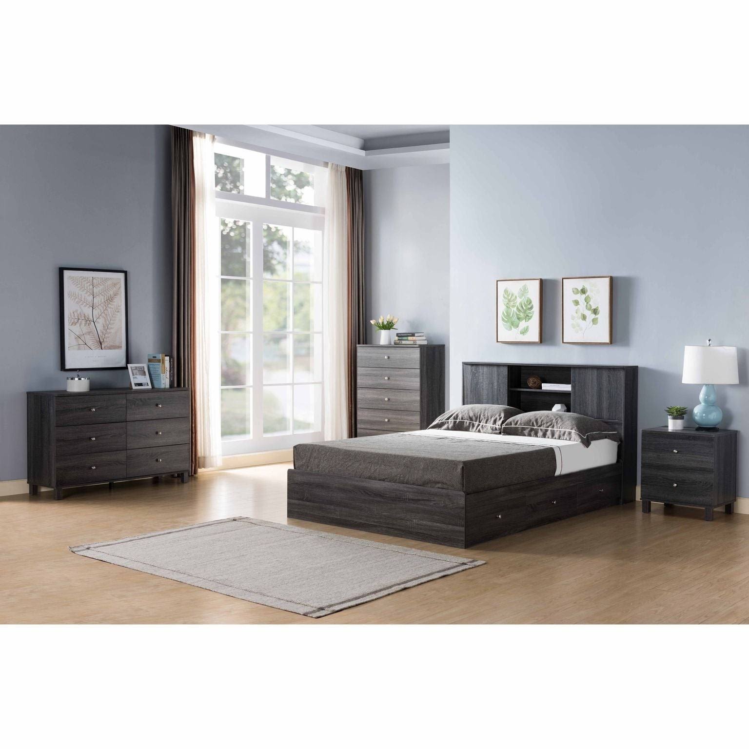 Twin Bookcase Headboard with Two Large Cubbies and Two Smaller Shelves - White B615