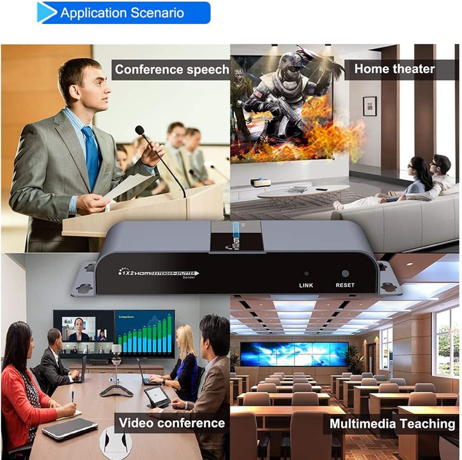 HDMI Extender 1x2 Splitter over CAT6 Cable with Loop-Out Q89207