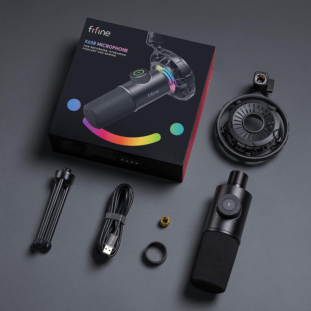 RGB Dynamic USB Gaming Microphone with Tap-to-Mute Button and Headphone Jack J33385