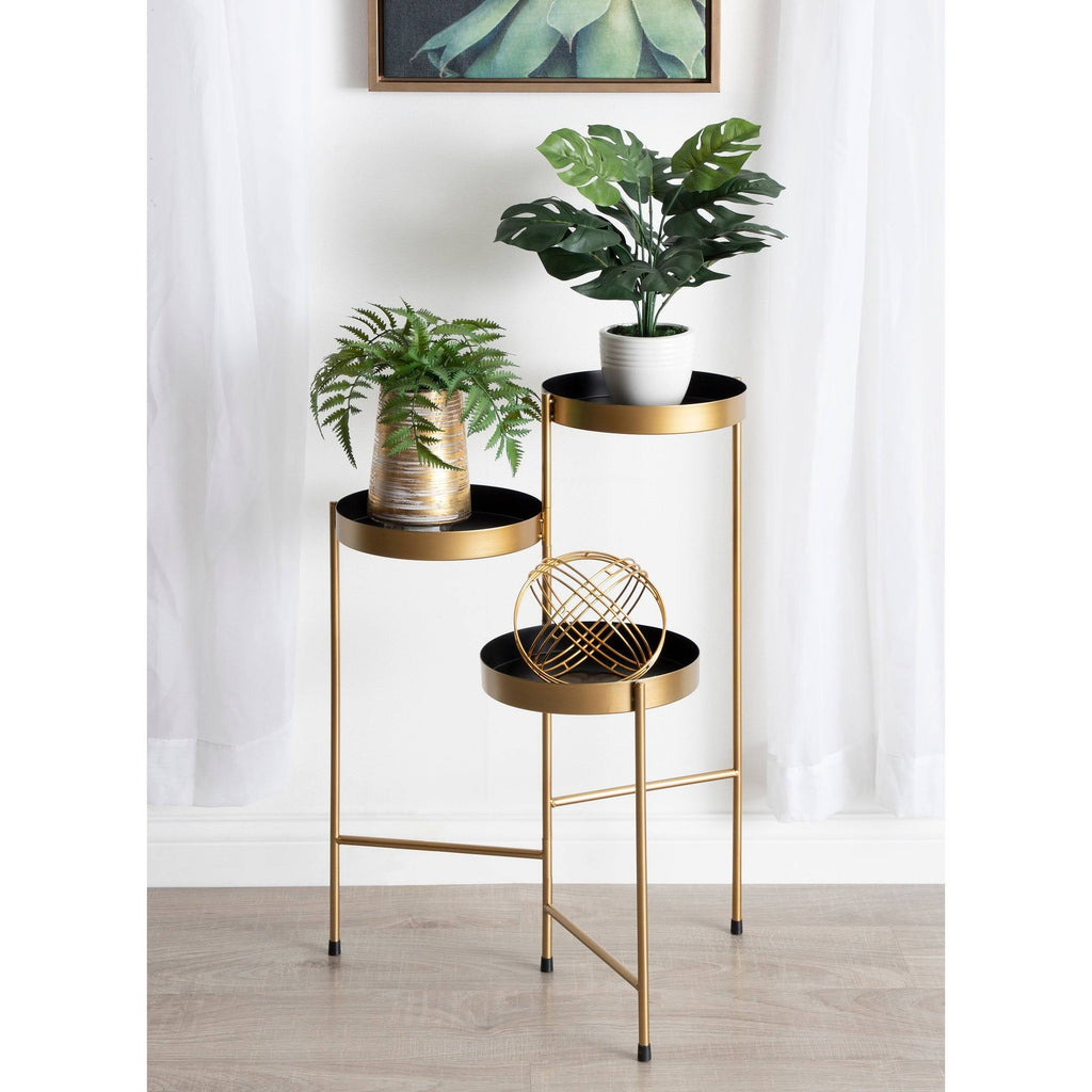 Navy Blue Metal Tri-Level Plant Stand T7610
