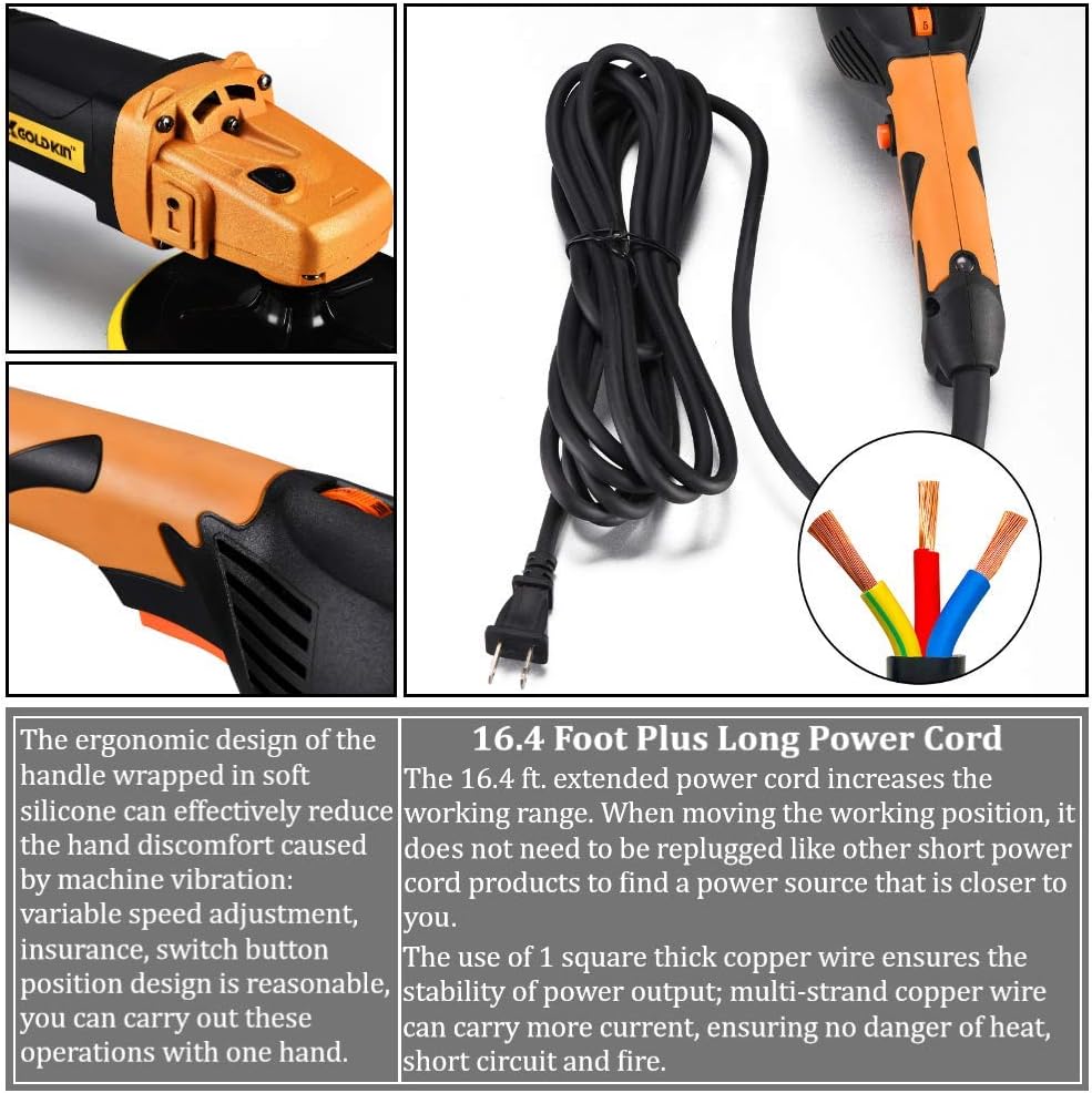 1400W 6-Speed Variable Speed Rotary Orbital Polisher U2033