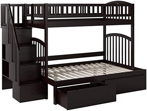 Solid Wood Staircase Storage Bunk Twin Over Full Espresso C5313