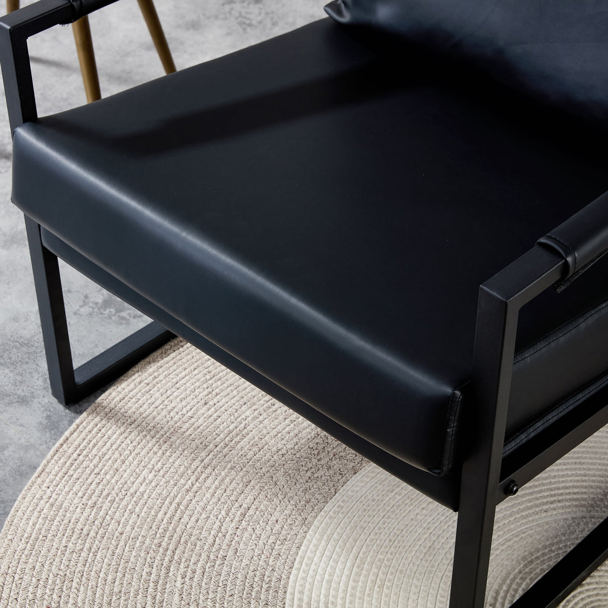 Black PU Leather Accent Armchair with Metal Frame A280