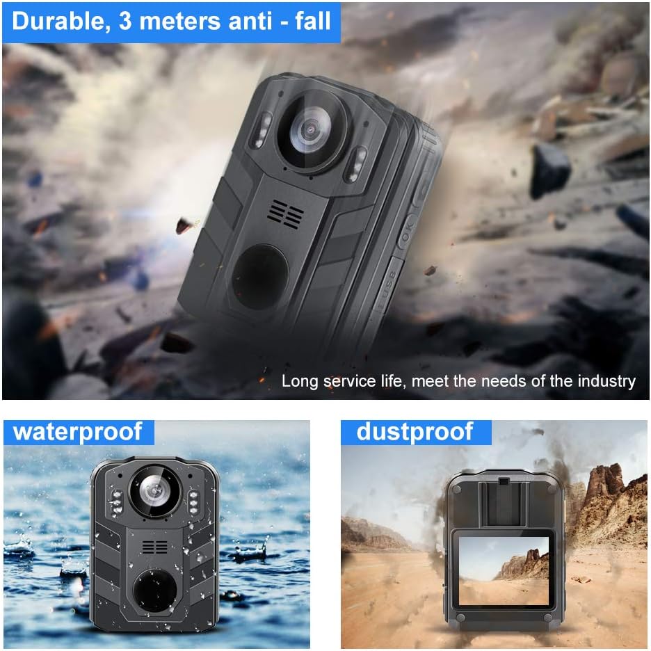 1296P HD Waterproof Body Camera with 2 Inch Display, IR Night Vision, 64GB Memory R8656