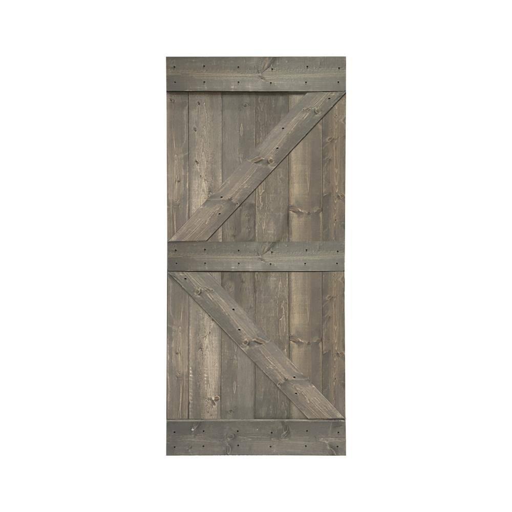 Carbon Gray Solid Pine Wood Interior Sliding Barn Door Y931538