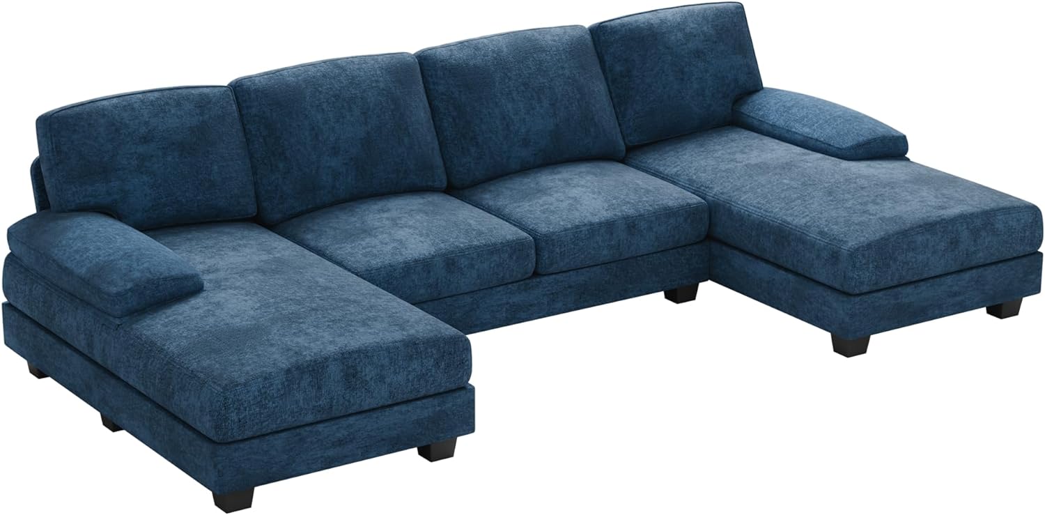 Blue Modular Convertible Sectional Sofa Couch with Double Chaise X623802
