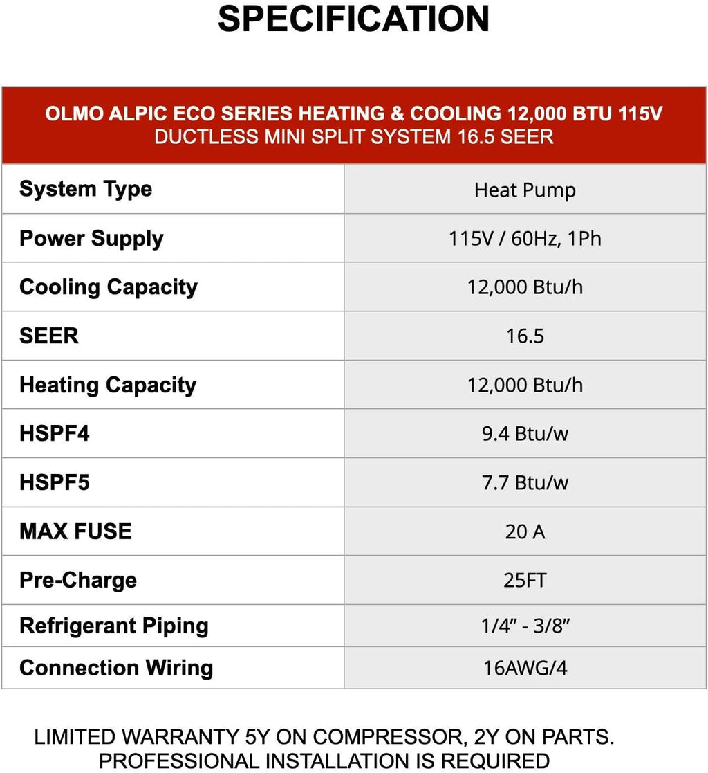 Ductless Mini Split Air Conditioner Heat Pump with 16ft Installation Kit P555545