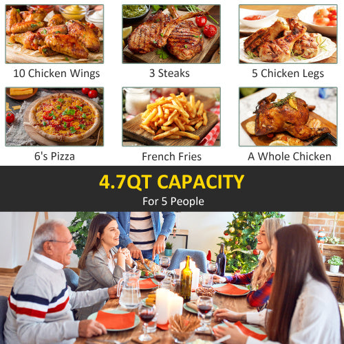 4.7Qt 4-in-1 Air Fryer with Digital Touchscreen and Nonstick Basket Y8411