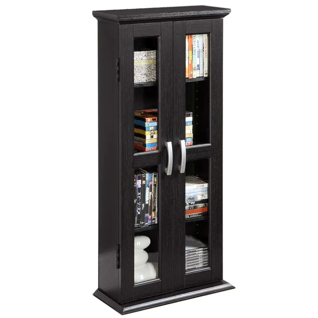 Black Media Tower Storage Cabinet I188914