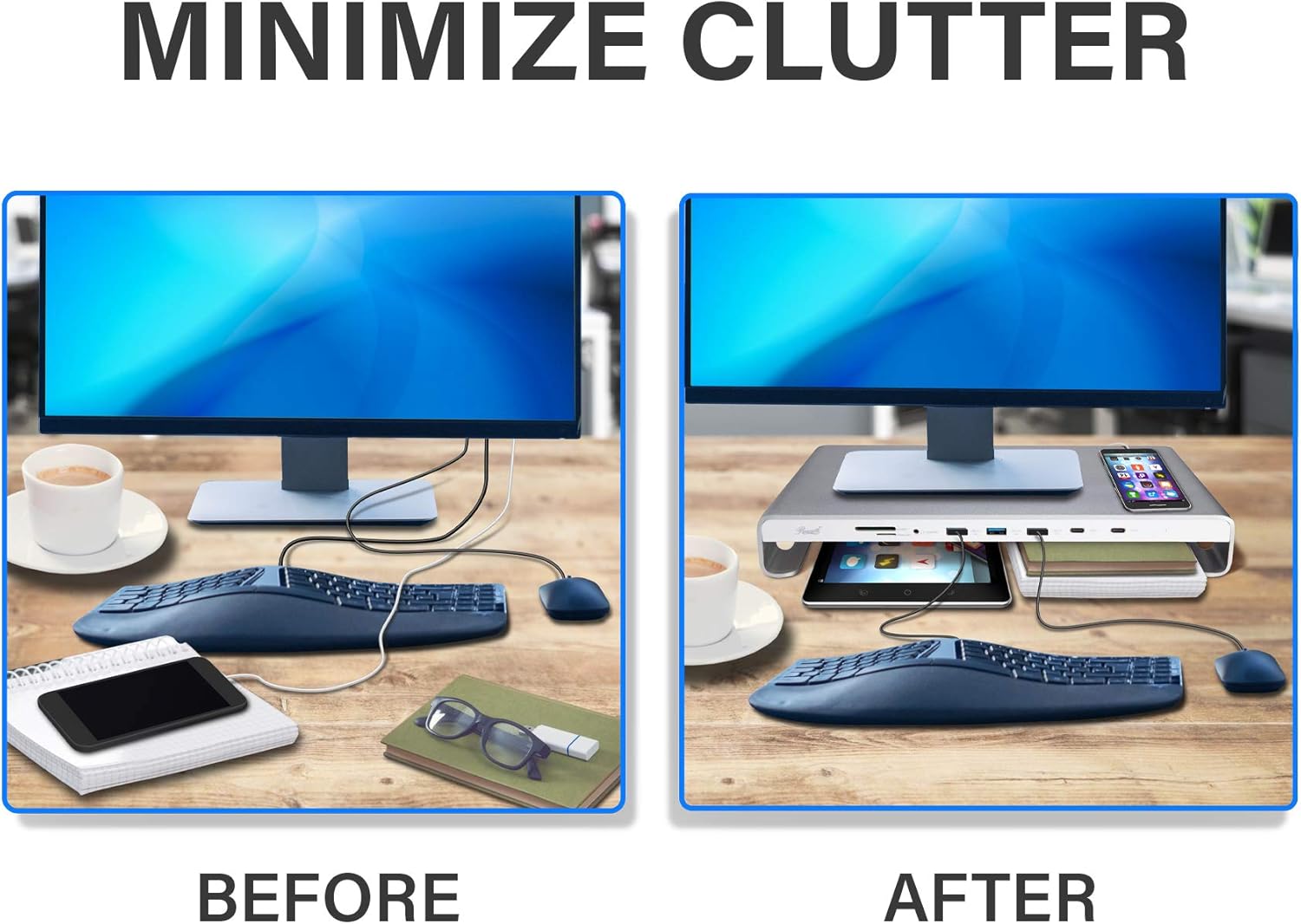 USB-C 11-Port Docking Station Monitor Stand with 100W Power Delivery C597351