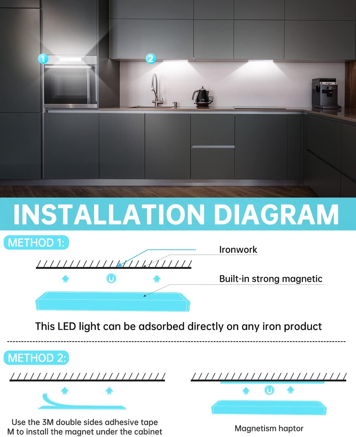 Rechargeable Dimmable Motion Sensor LED Closet Light (6 Pack) B7020