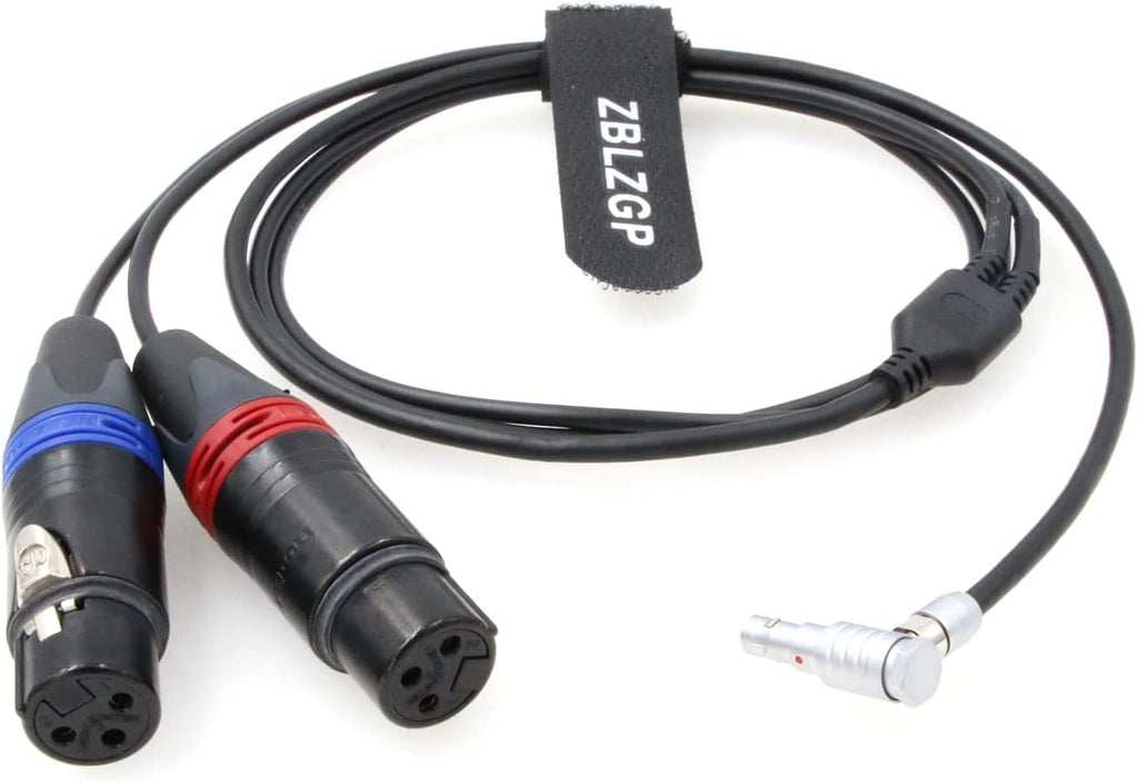 Dual 3-Pin XLR Female to 5 Pin Right Angle Audio Input Cable U619