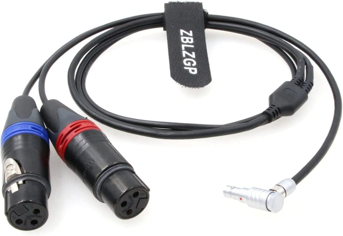 Dual 3-Pin XLR Female to 5 Pin Right Angle Audio Input Cable U619
