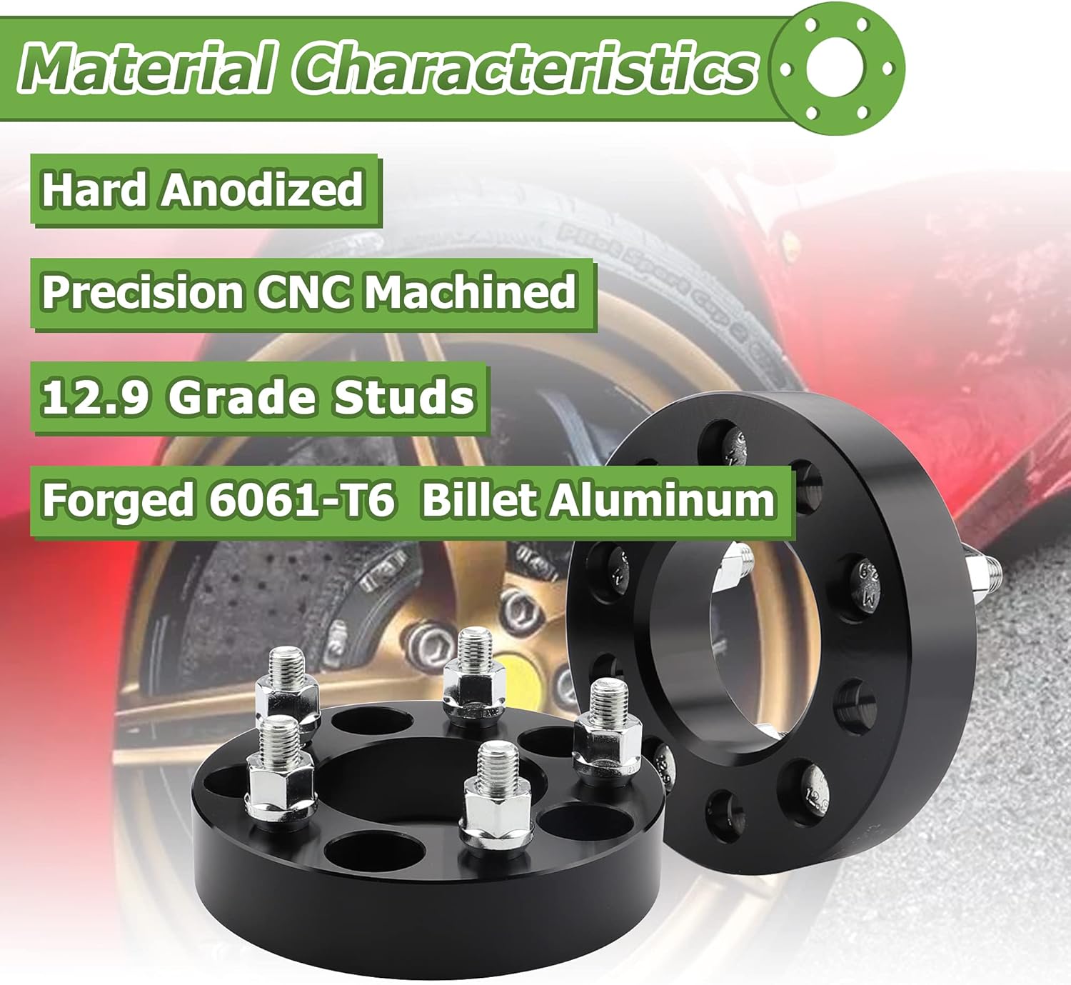 5x4.5 to 5x112 Wheel adapters, 1.25 inch, 74mm Hub Bore, 12x1.5 Thread Pitch I225693