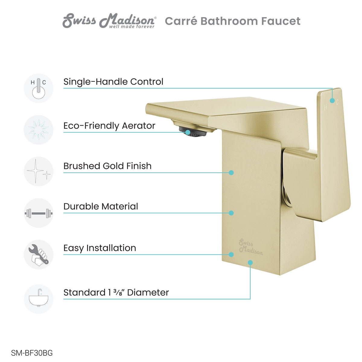 Brushed Nickel Single Hole Bathroom Faucet F198307