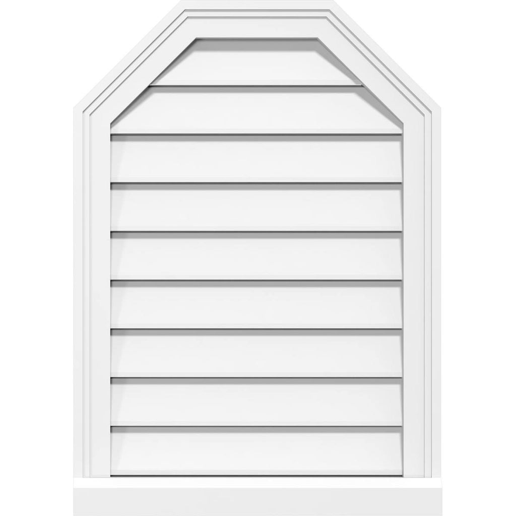 42x22W x 30x22H Octagonal Top Surface Mount PVC Gable Vent with Brickmoul U974337