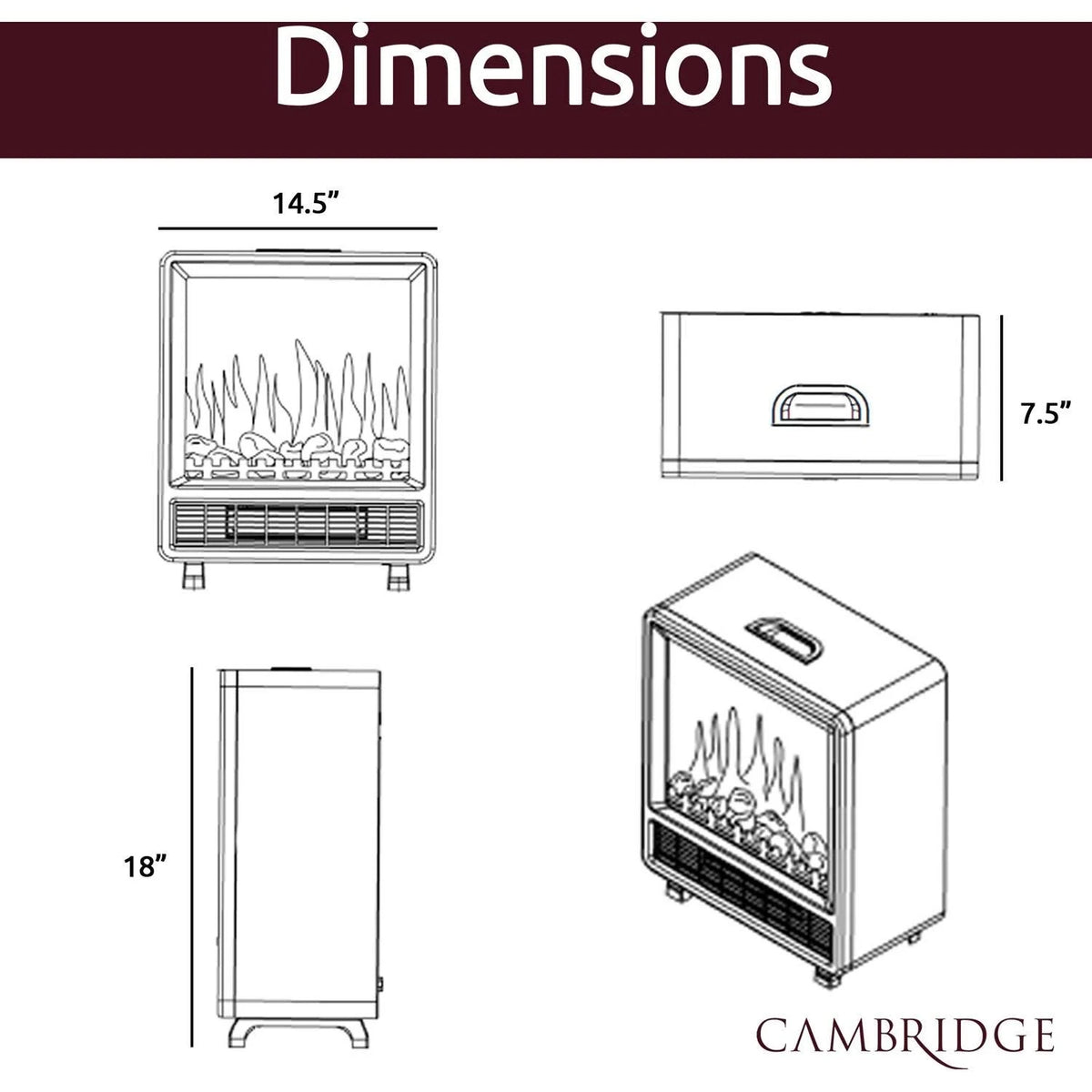 Black Freestanding Electric Fireplace C411
