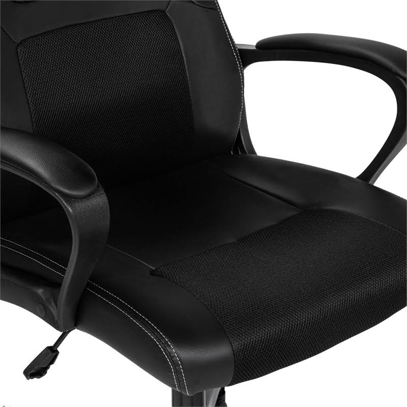 Black PU Leather Office Chair with Metal Base W5965