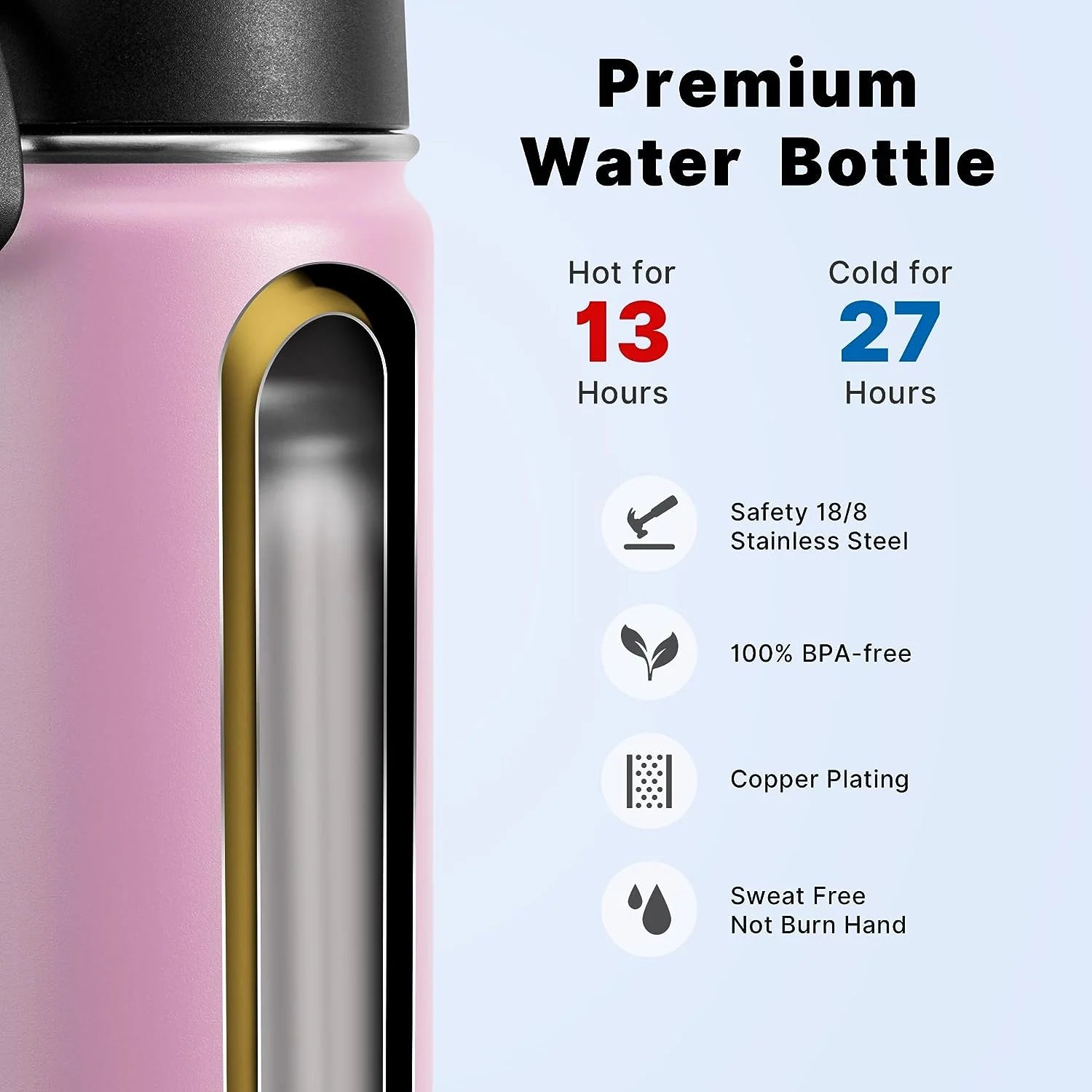 12 oz Stainless Steel Insulated Water Bottle with Straw P53029