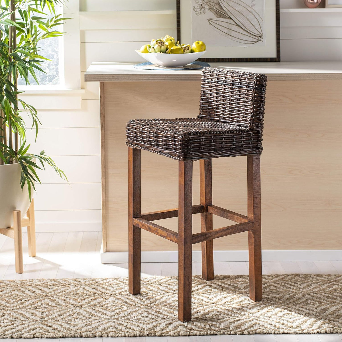 Cappuccino Wicker Bar Stool C107430