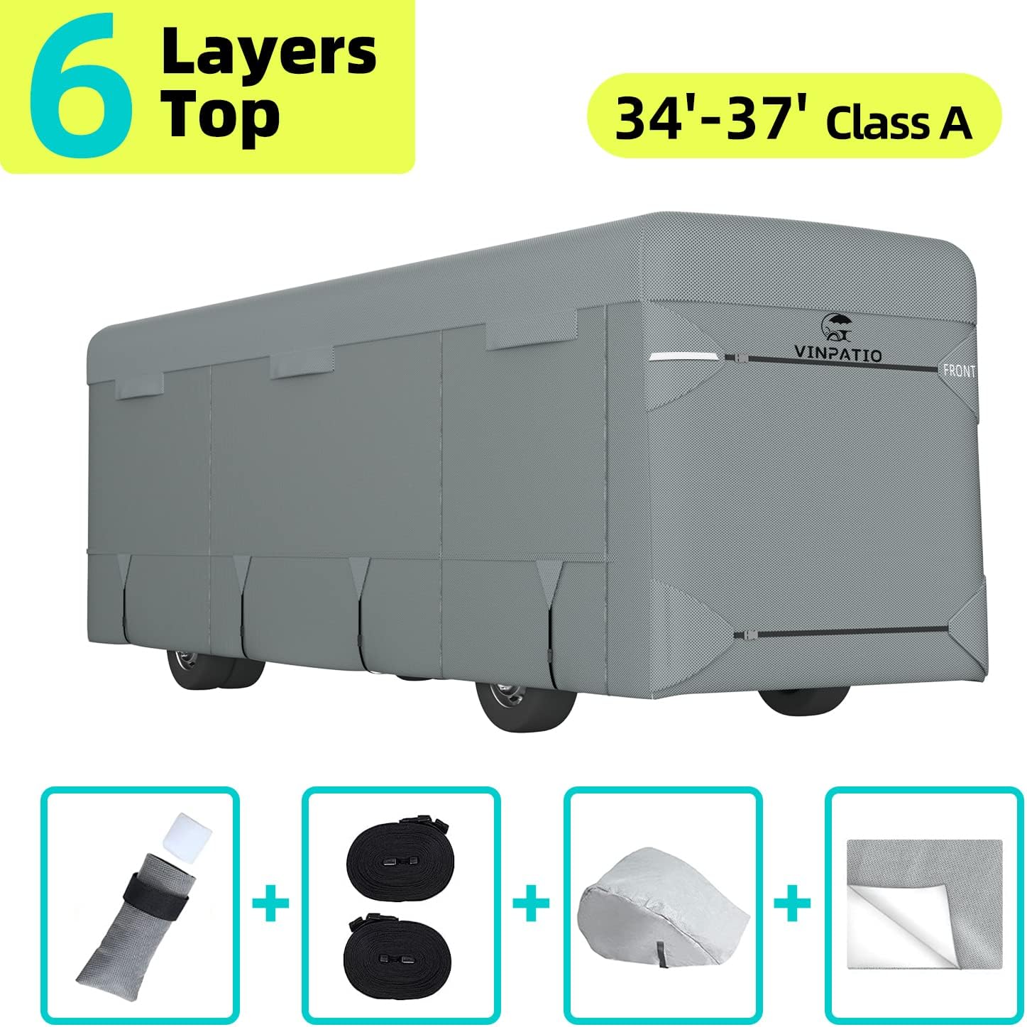 6 Layers Class A RV Cover with 2 Extra Long Straps R4880