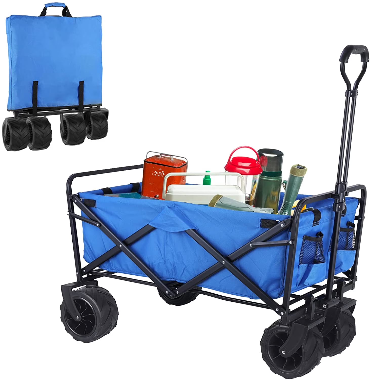 Folding Garden Cart Utility Wagon with Big Wheels Y8063