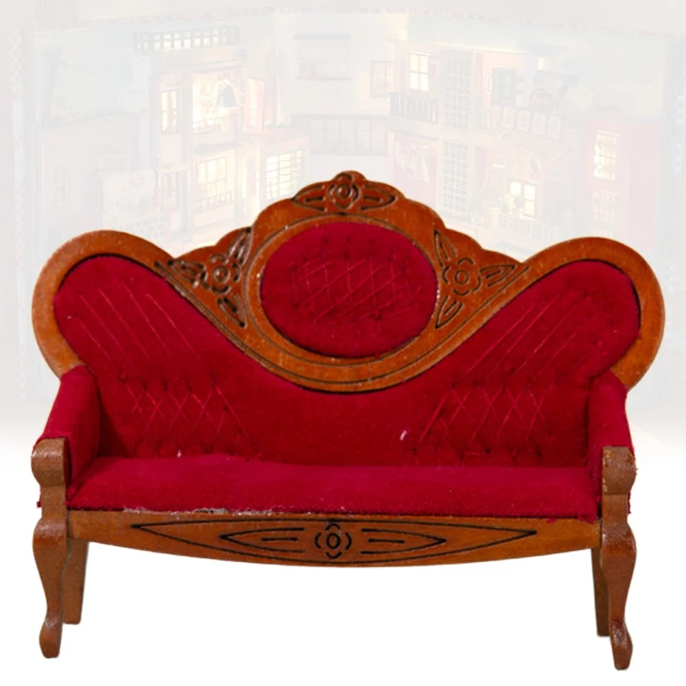 Walnut Color Dollhouse Miniature Sofa X121384