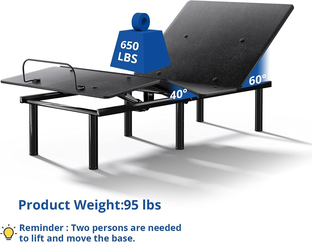 Black Twin XL Adjustable Bed Base with Wireless Remote V544468
