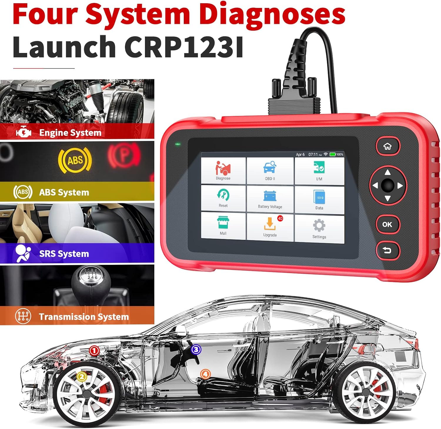 OBD2 Scanner Car Diagnostic Tool with 5" Touchscreen K834003