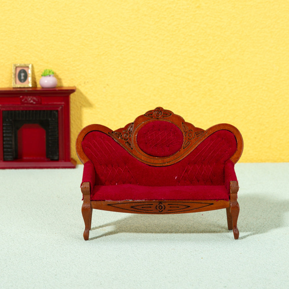 Walnut Color Dollhouse Miniature Sofa X121384