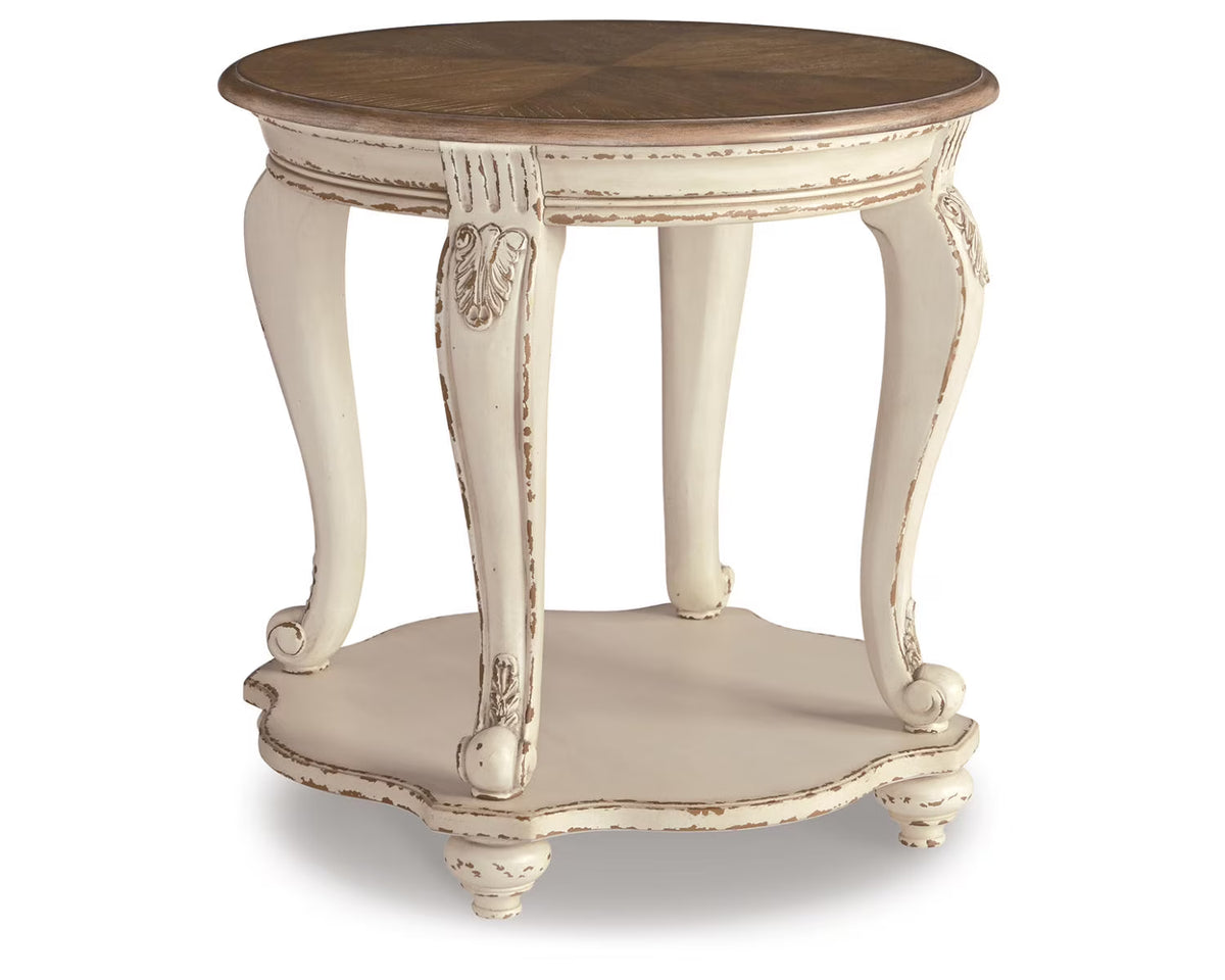 White/Brown End Table L397