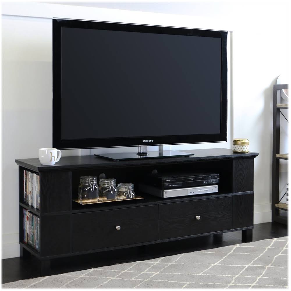 Black Wood TV Console with Storage T830152
