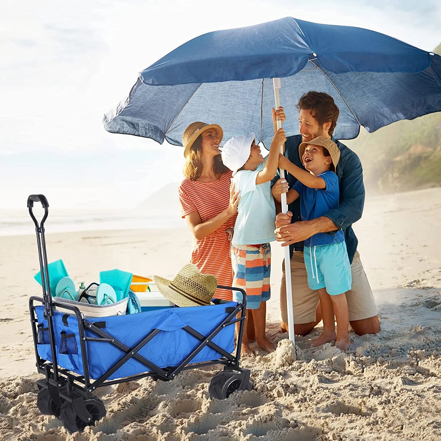 Folding Garden Cart Utility Wagon with Big Wheels Y8063