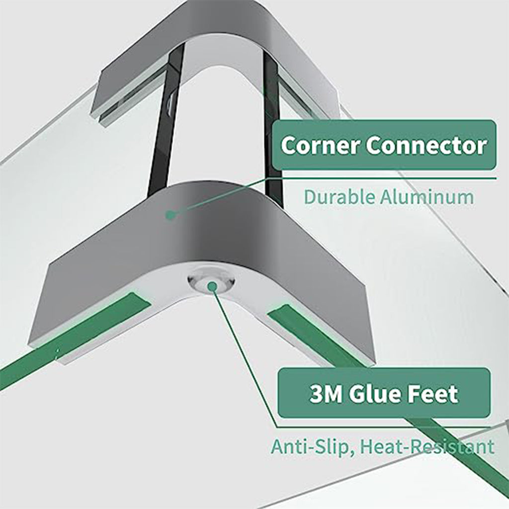 Rectangular Tempered Glass Fire Pit Wind Guard with Aluminum Corner Bracket W388285