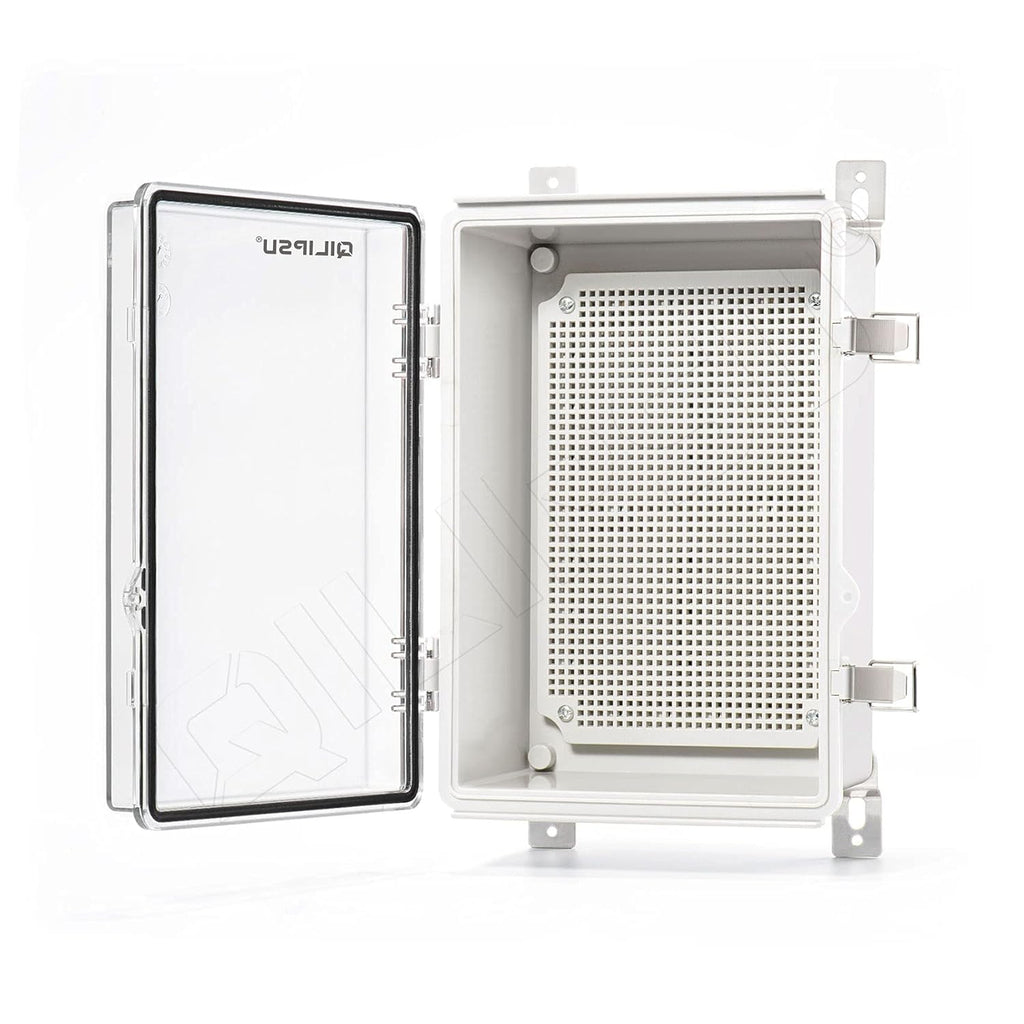 Clear Hinged Cover Junction Box with Mounting Plate, IP67 Waterproof ABS Plastic Grey, Pack of 2 F41277
