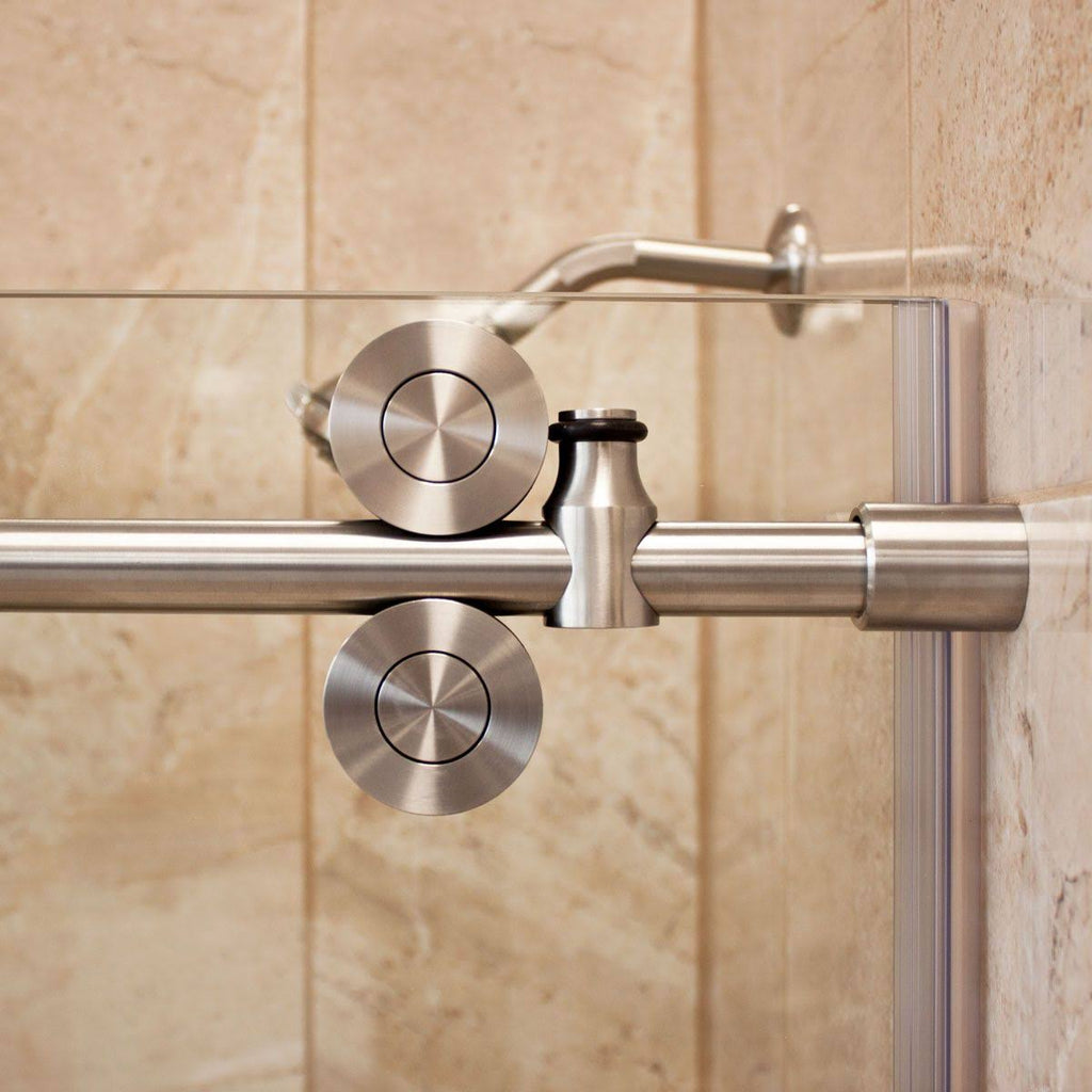 Brushed Nickel Sliding Shower Door with Stationary Panel G538
