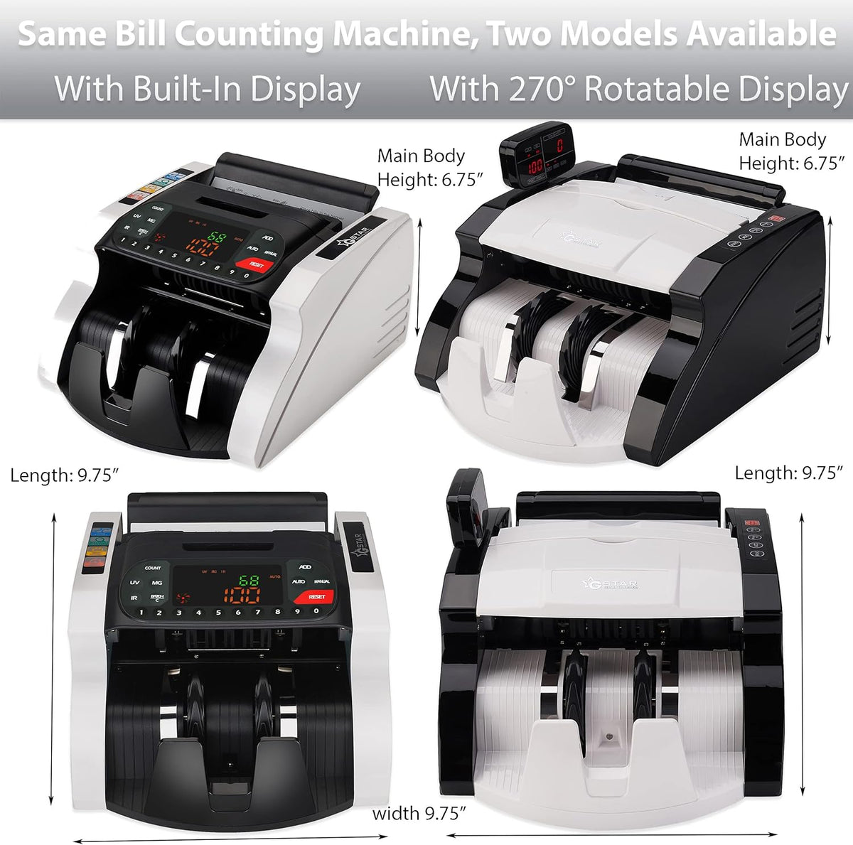 Money Counter with UV/MG/IR Counterfeit Bill Detection External Display A7590
